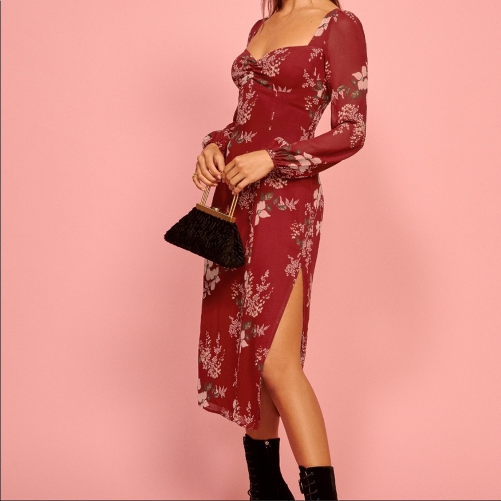 Reformation brand new Mabille dress red floral